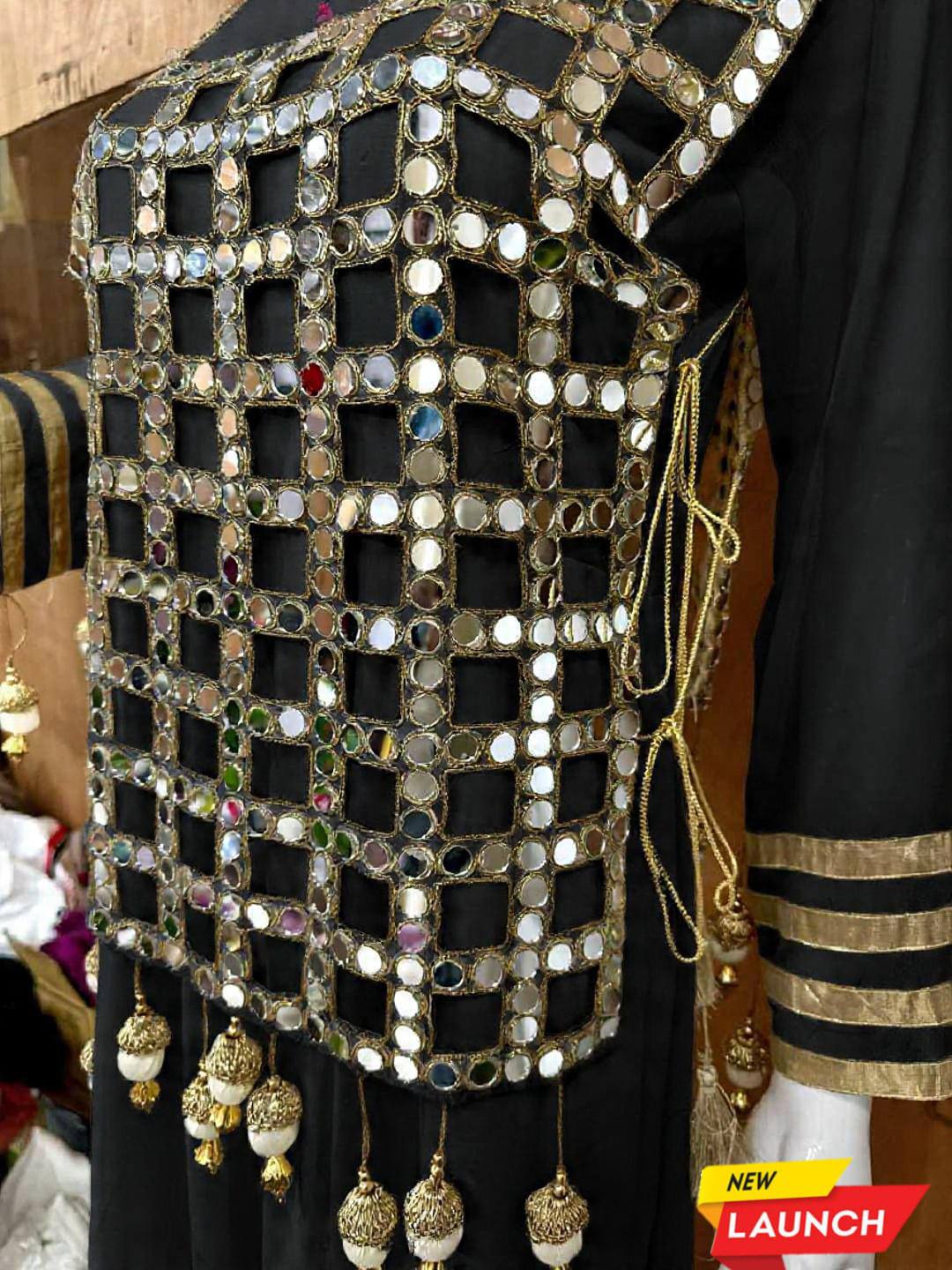 New Designer Gown with Mirror Work Jacket