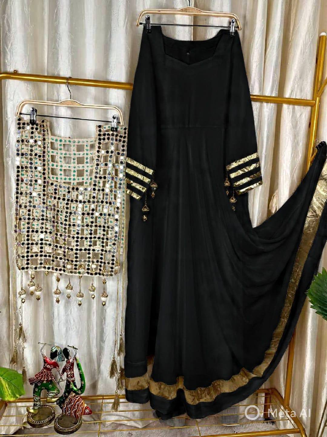 New Designer Gown with Mirror Work Jacket