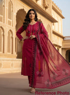Cherry Cotton Handwork Straight Suit Set