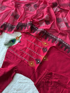 Cherry Cotton Handwork Straight Suit Set