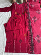 Cherry Cotton Handwork Straight Suit Set