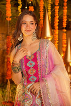 Multicolor Party Wear Chinon Silk Sharara Set