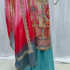 Multicolor Party Wear Chinon Silk Sharara Set