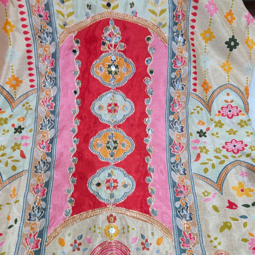 Multicolor Party Wear Chinon Silk Sharara Set