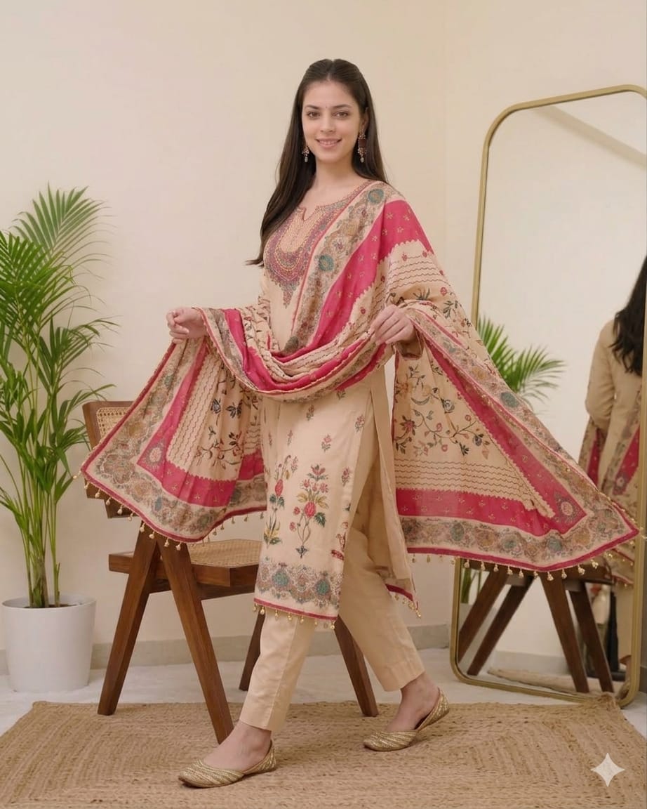 Premium Maslin Silk Suit Set in Plus Size