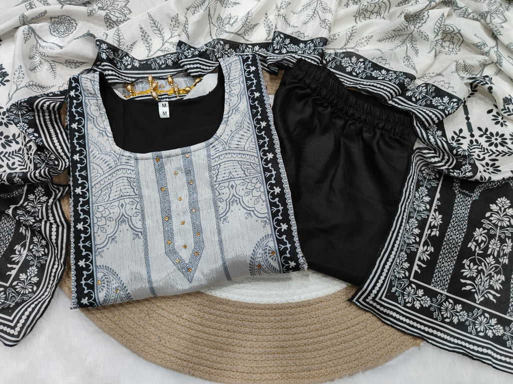 Premium Plus size chinon silk suit set