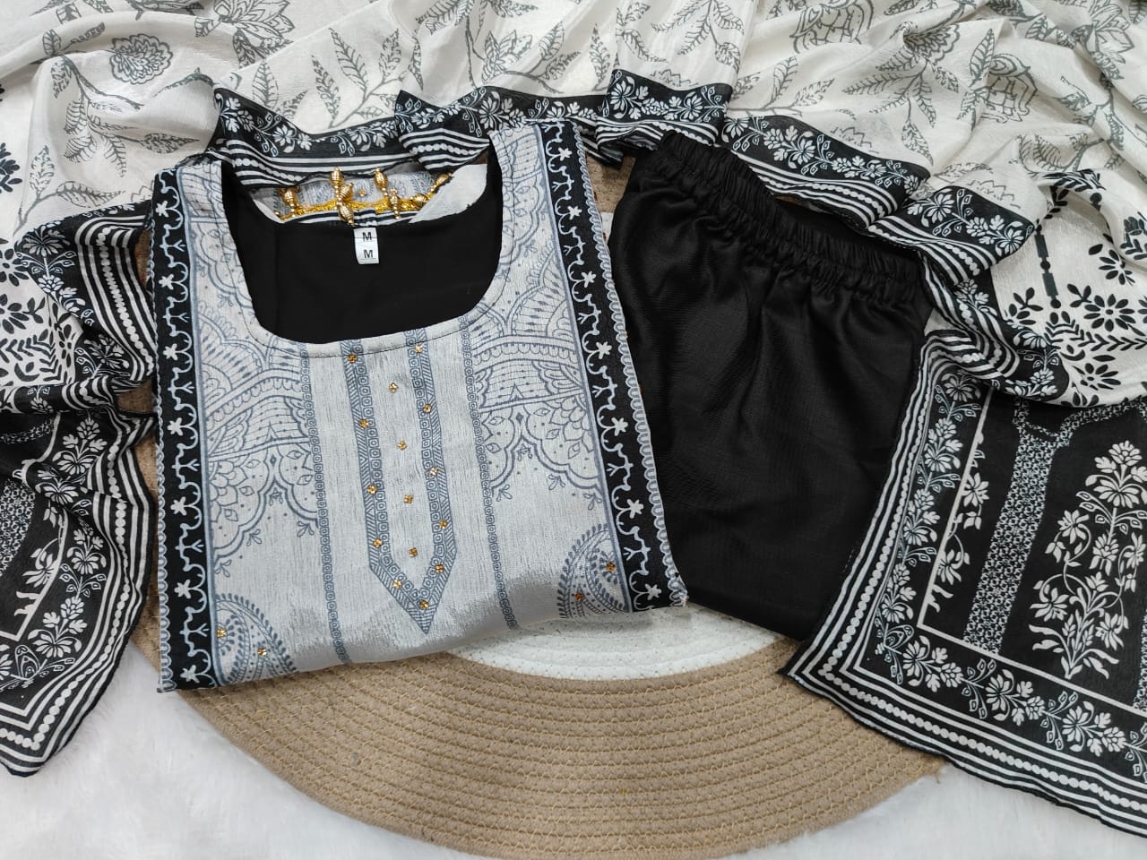 Premium Plus size chinon silk suit set