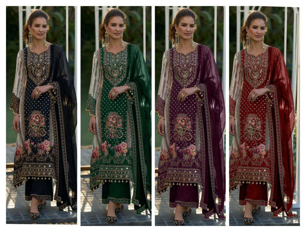 Exclusize Shimmer Silk Suit with Mirror work