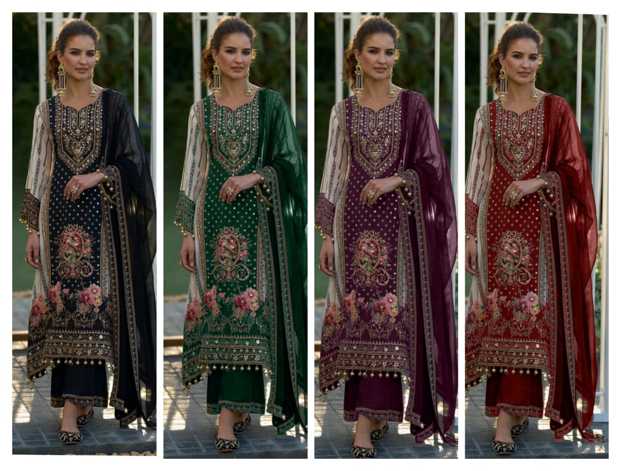 Exclusize Shimmer Silk Suit with Mirror work