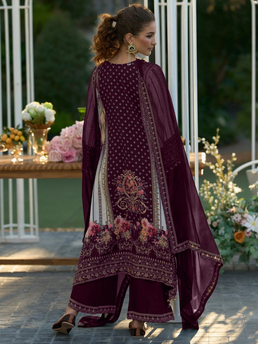 Exclusize Shimmer Silk Suit with Mirror work