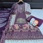 Exclusize Shimmer Silk Suit with Mirror work