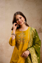 Ethnic Silk Embriodery Straight Suit Set