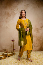 Ethnic Silk Embriodery Straight Suit Set