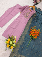 Ethnic Silk Embriodery Straight Suit Set