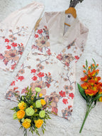 Off White Linen Floral Co-ord Set