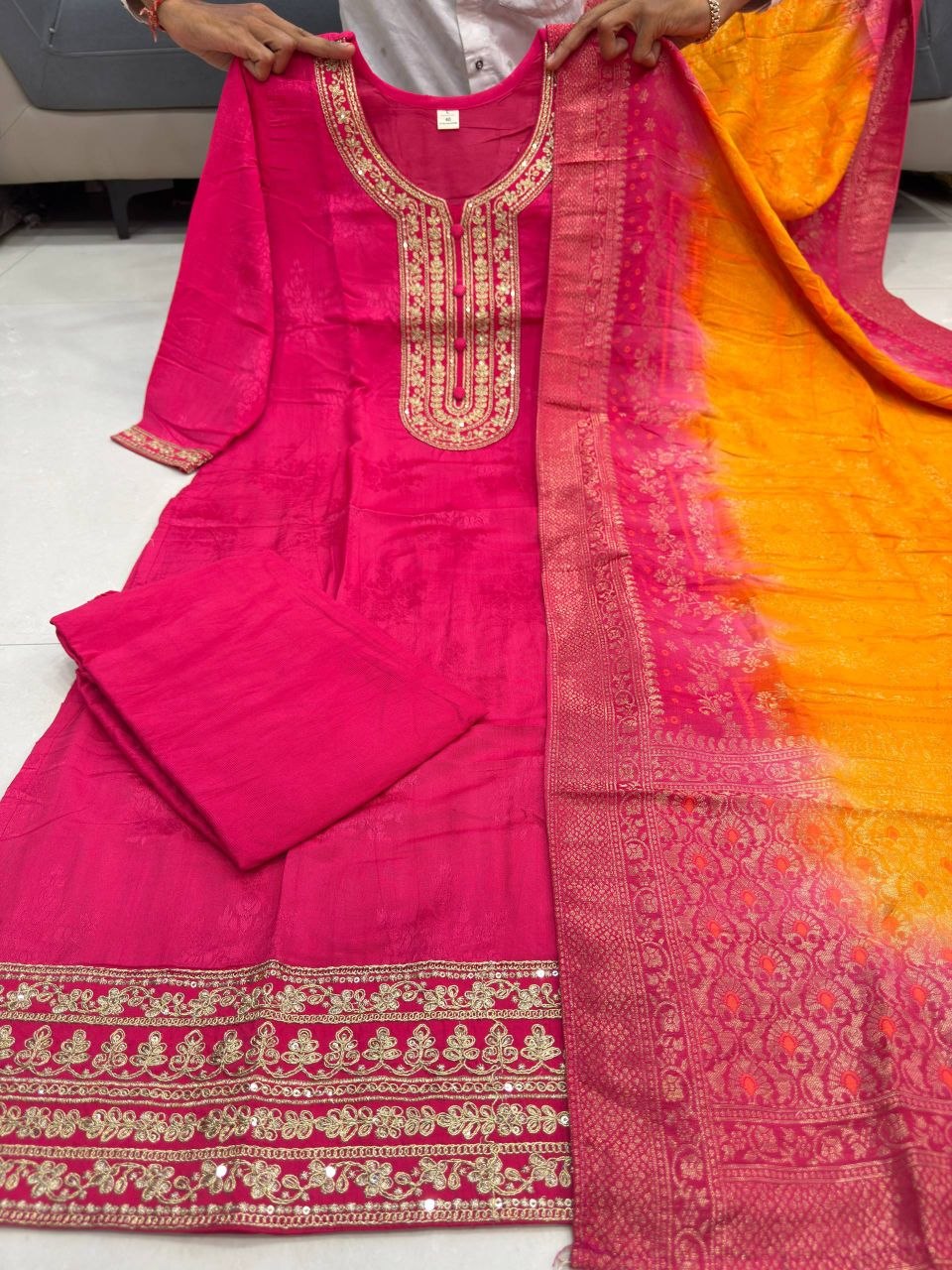 Premium Banarasi Silk Embriodery Suit Set