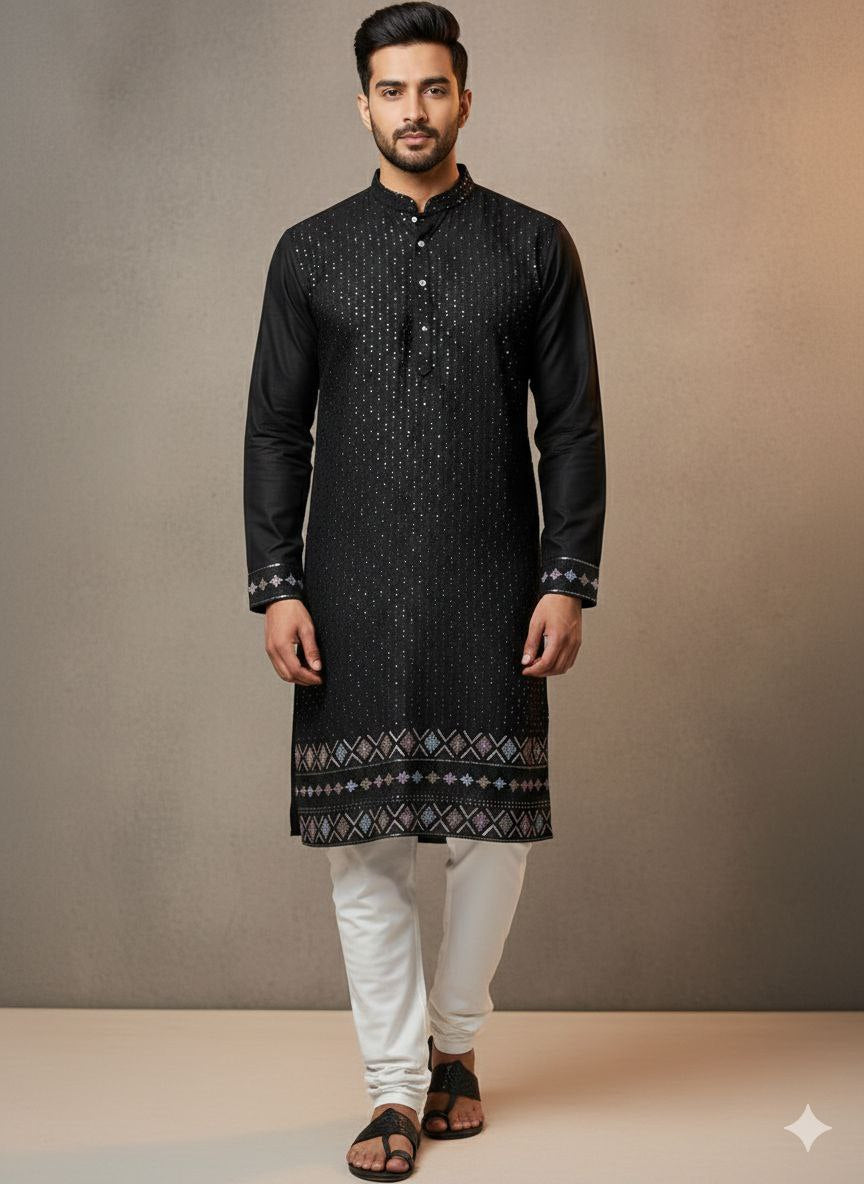 Exclusive Men's Party Wear Embriodery Kurta Pyjama Set
