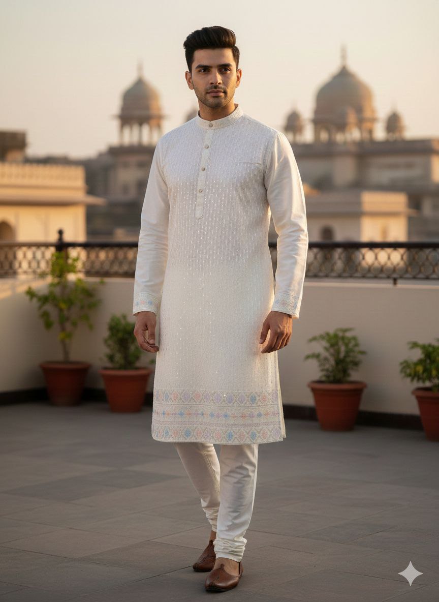 Exclusive Men's Party Wear Embriodery Kurta Pyjama Set