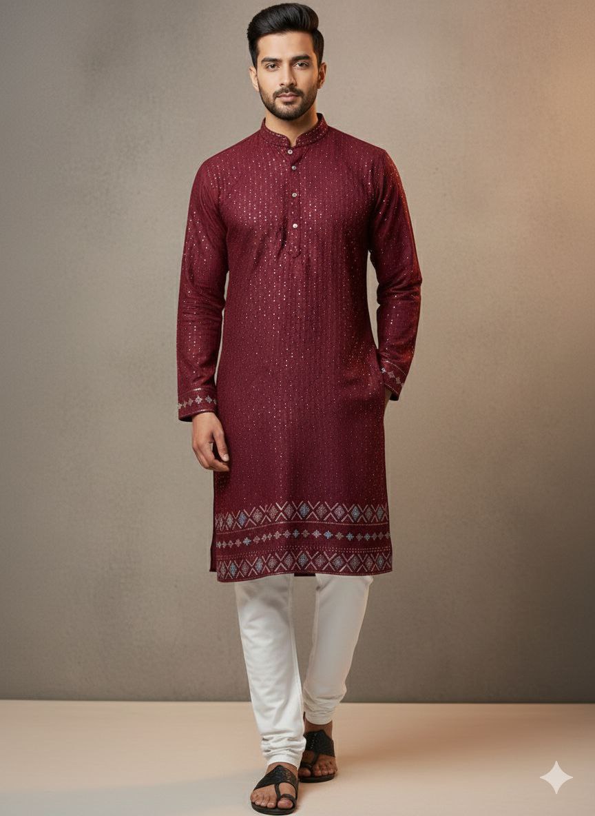 Exclusive Men's Party Wear Embriodery Kurta Pyjama Set