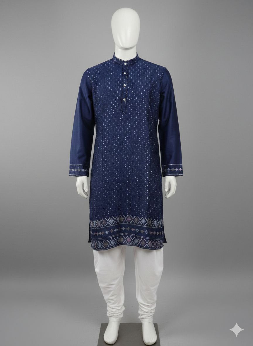 Exclusive Men's Party Wear Embriodery Kurta Pyjama Set
