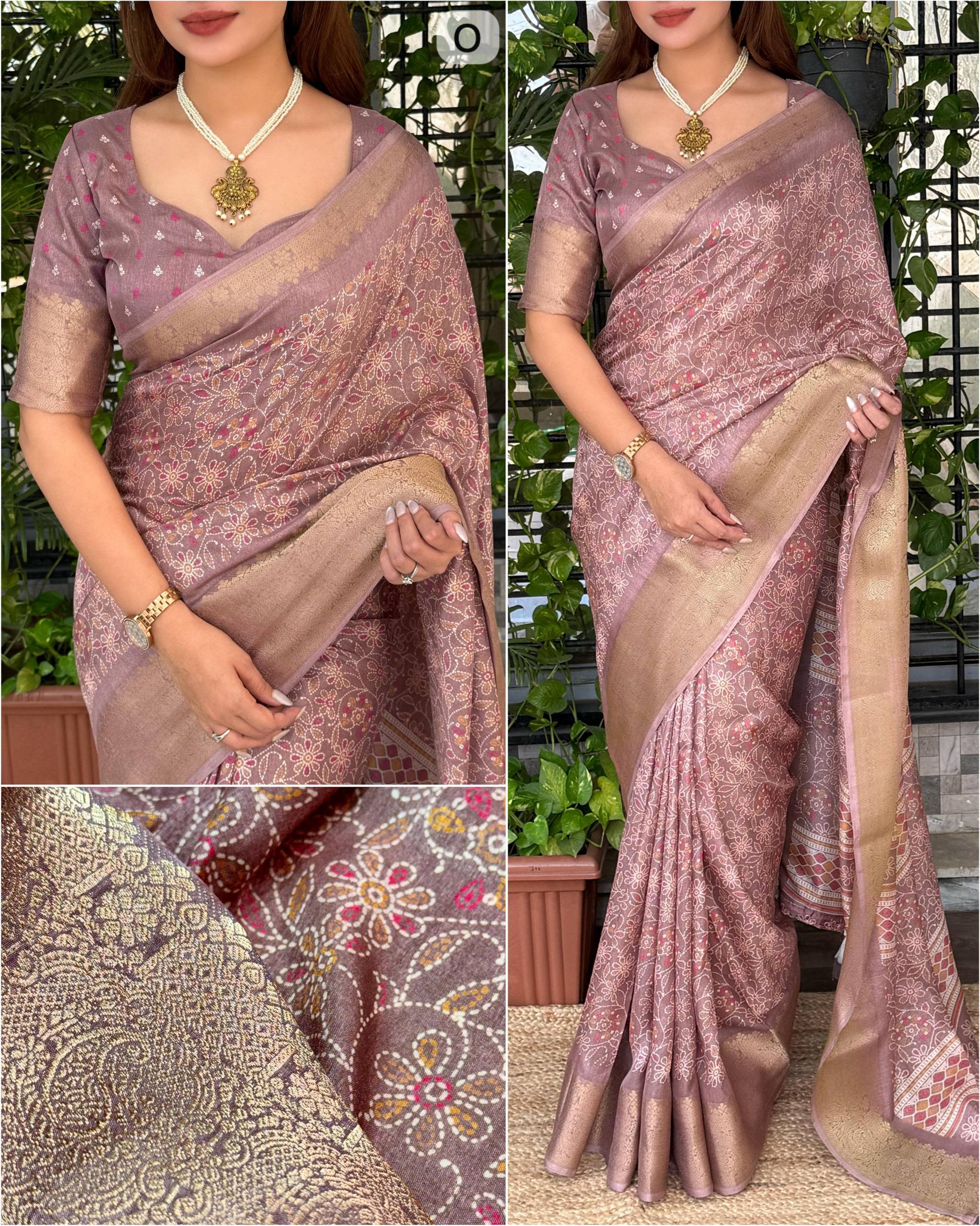 Ethnic Cotton Ajrakh Saree With Blouse