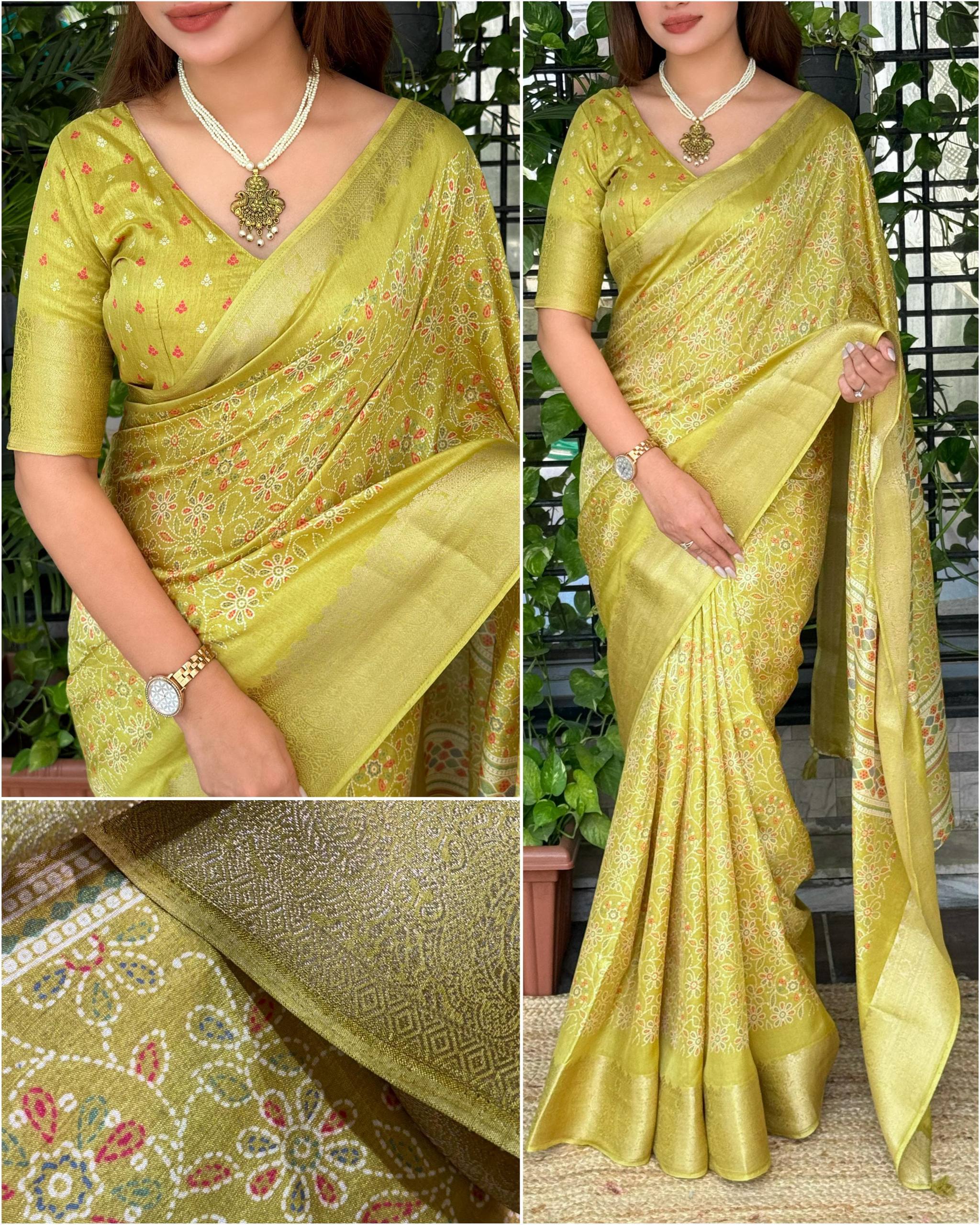 Ethnic Cotton Ajrakh Saree With Blouse