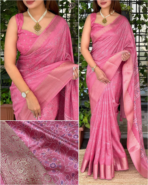 Ethnic Cotton Ajrakh Saree With Blouse