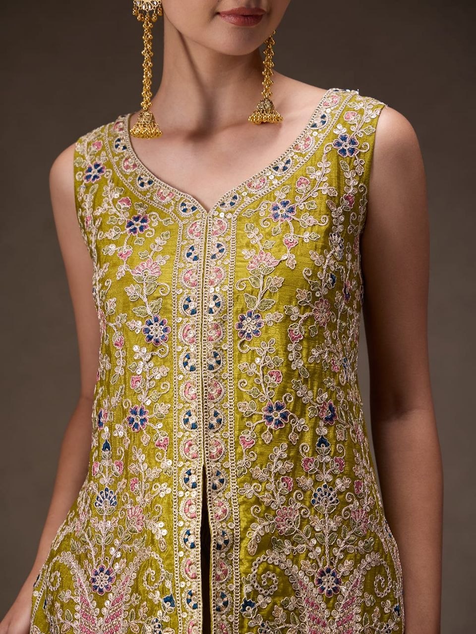 New Party Wear Chino Silk Sharar Suit Set