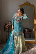 Party Wear Satin Silk Embroidery Sharara Suit Set