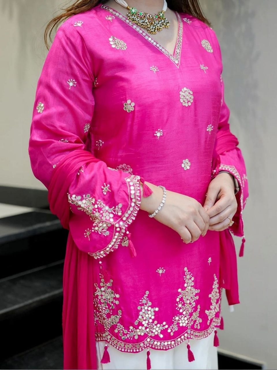 Viscous Silk Embriodery Straight Kurta Suit Set