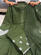 Red Pure Cotton Embriodery Suit Set