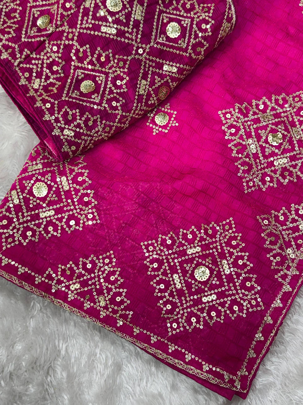 Party Wear Jacquard Satin Embriodered Saree With Stitched Blouse