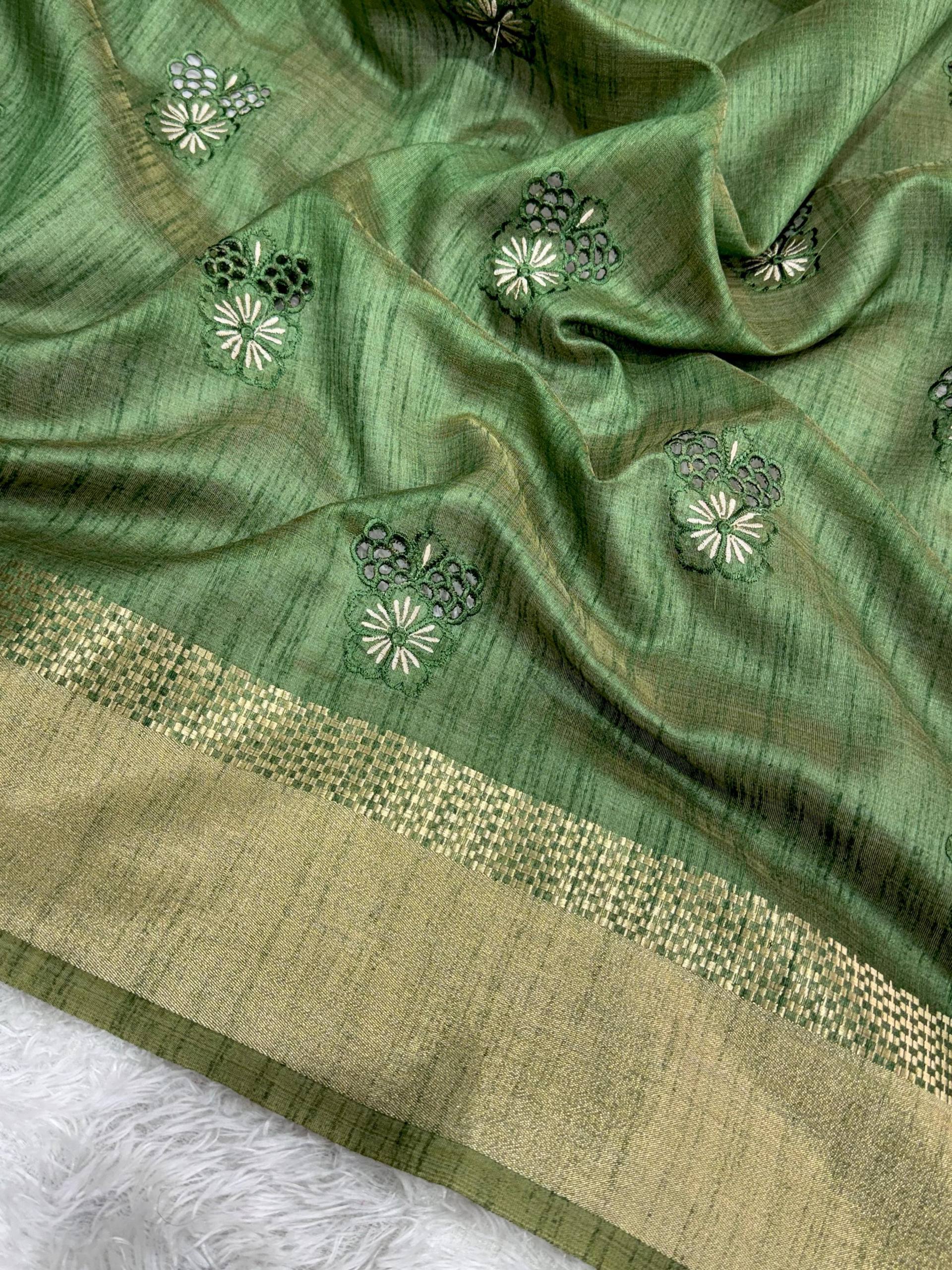 Premium Jacquard Embriodered Saree with Blouse