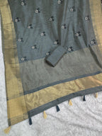 Premium Jacquard Embriodered Saree with Blouse
