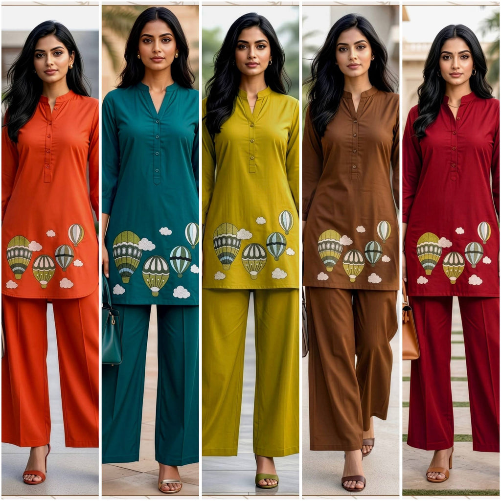 New Cotton Designer Embriodery Co-ord Set