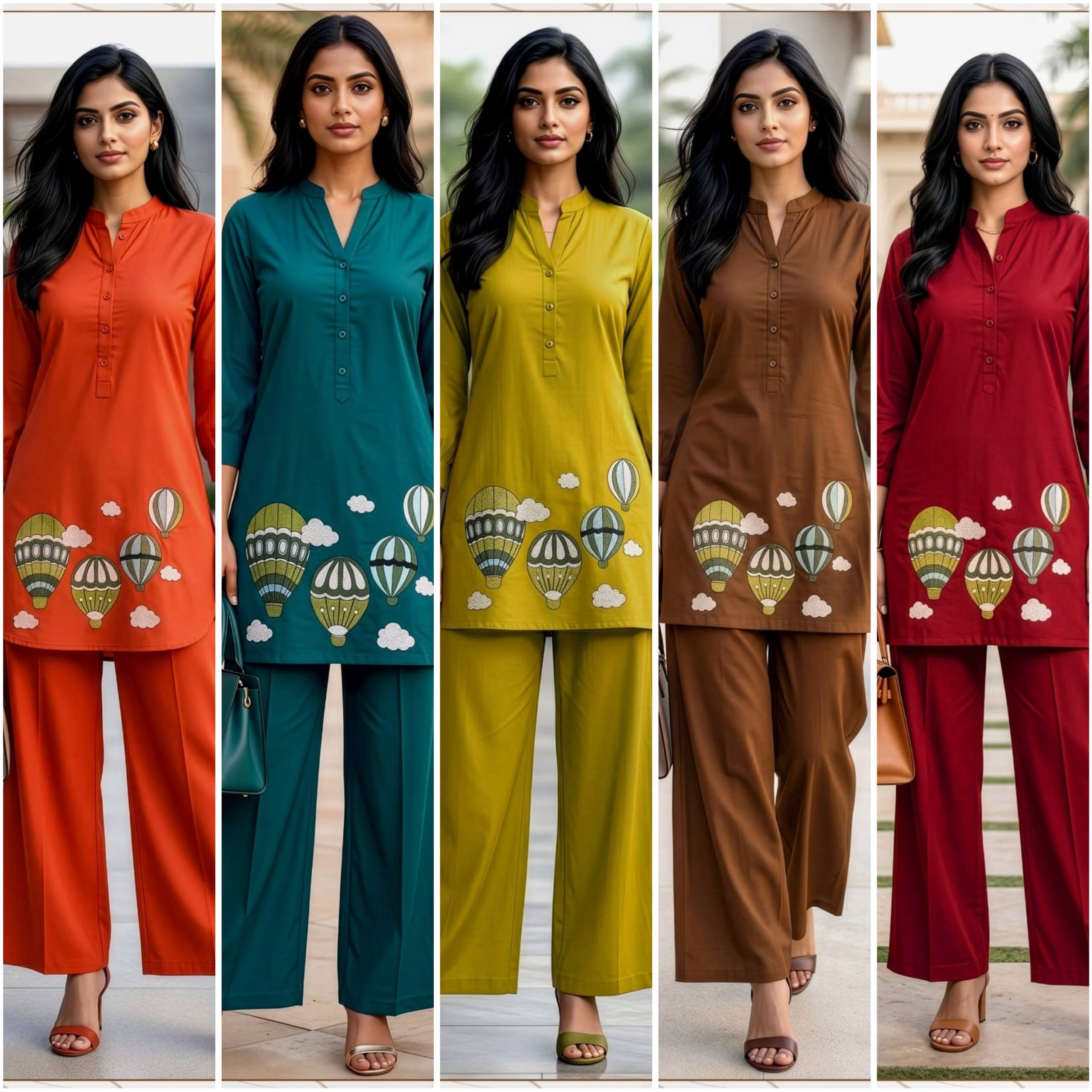New Cotton Designer Embriodery Co-ord Set