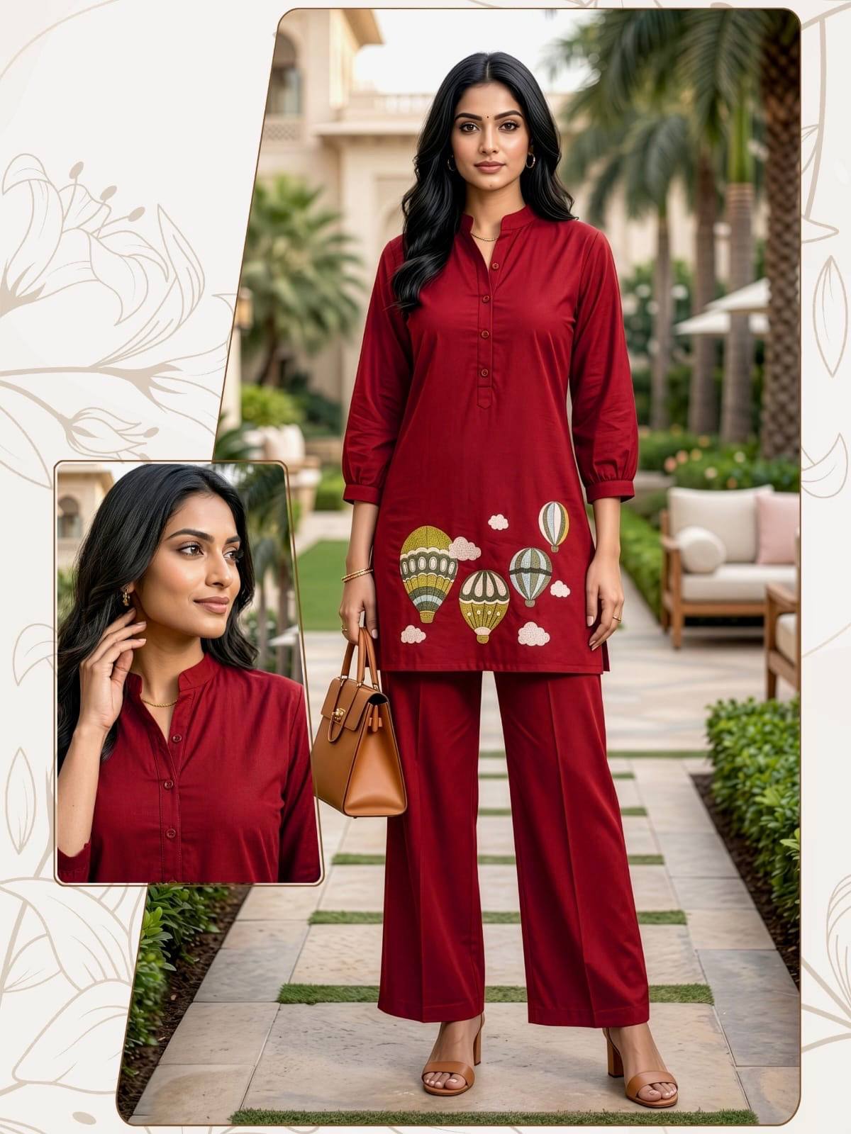 New Cotton Designer Embriodery Co-ord Set
