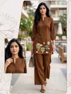 New Cotton Designer Embriodery Co-ord Set