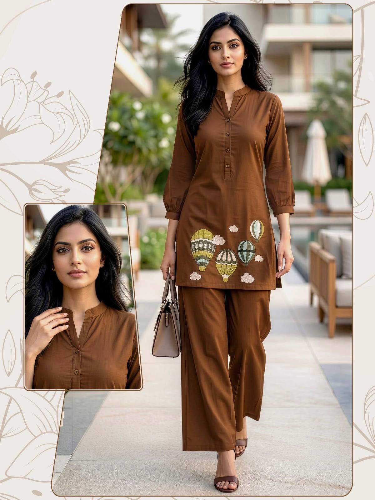 New Cotton Designer Embriodery Co-ord Set