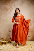 Vichitra Silk Embroidery Anarkali Suit Set