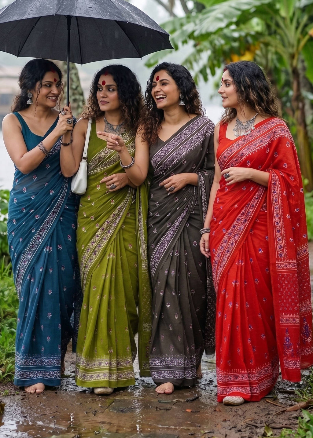 Pure Cotton Bagru Print Saree With Blouse