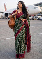 Premium Maslin Cotton Bagru Block Print Saree With Blouse
