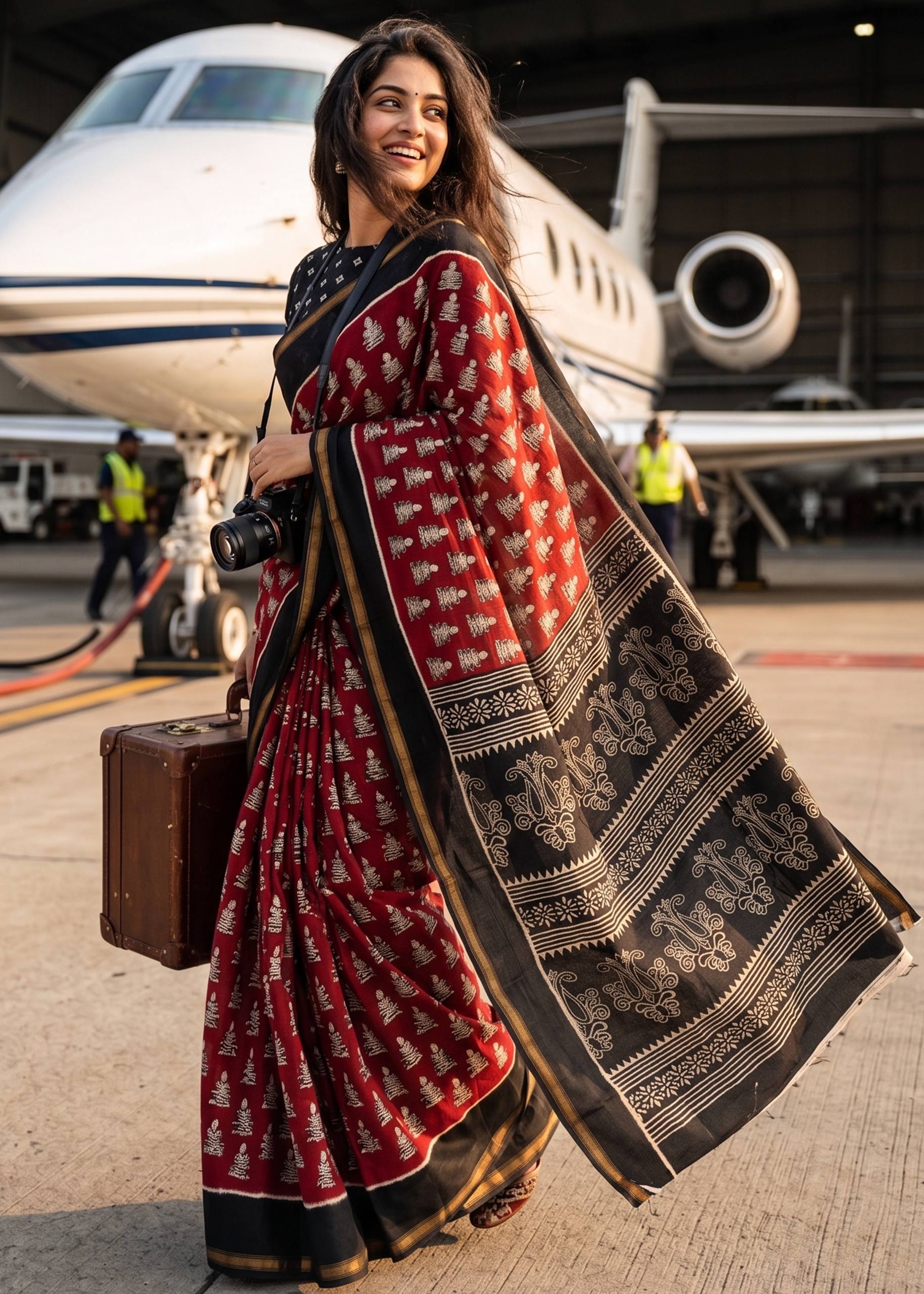 Premium Maslin Cotton Bagru Block Print Saree With Blouse