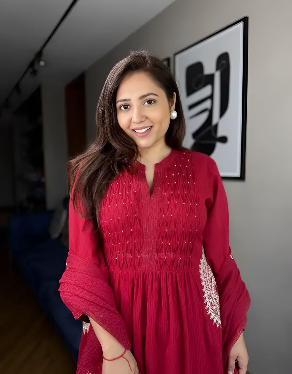 Red Pure Cotton Embriodery Suit Set