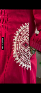 Red Pure Cotton Embriodery Suit Set