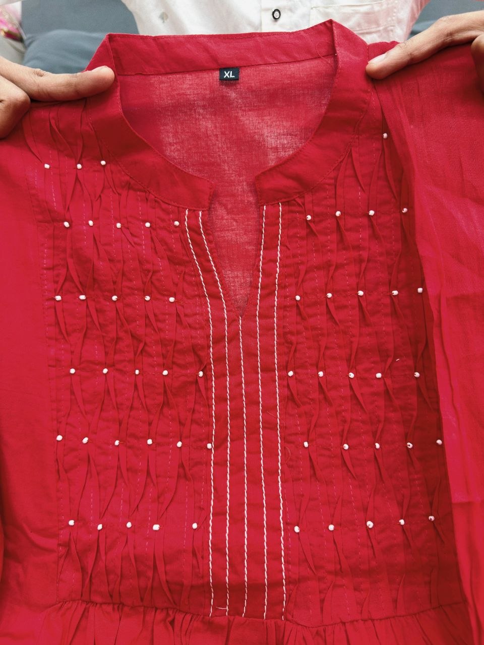 Red Pure Cotton Embriodery Suit Set