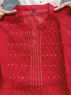 Red Pure Cotton Embriodery Suit Set
