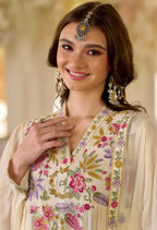 Blooming Geogrette Anarkali Embriodery Suit Set