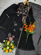 Blooming Geogrette Anarkali Embriodery Suit Set