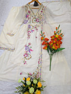 Blooming Geogrette Anarkali Embriodery Suit Set